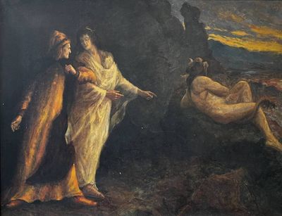 une image représentant un tableau où l'on voit Jésus et une femme dans une grotte