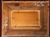 an image of a picture of a wooden frame with a number on it