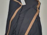 an image of a black jacket with a tan stripe on it