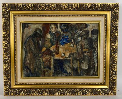 Attribué à PRUVOST Pierre (1921-2008) : Le Café à Crécy-en-P… - Photo 1