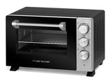 black and silver toaster oven sitting on top of a white counter