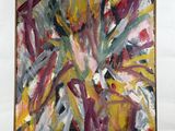 peinture représentant une peinture d'un vase de fleurs sur une surface blanche
