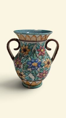 CERART à MONACO Vase globulaire à anses en céramique à décor…