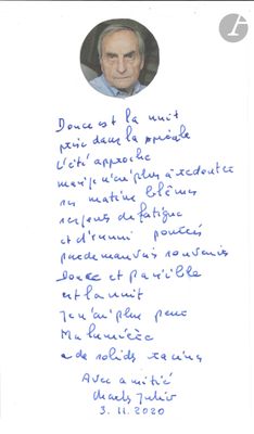 a handwritten note with a picture of a man on it