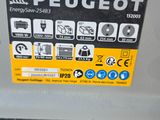 a sign on the side of a machine that says peugeot