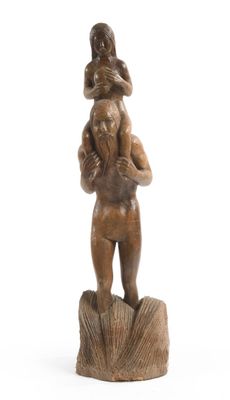 École XVIIIe. Saint Christophe portant le Christ sur ses épa…