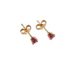 a pair of gold earrings with ruby stones