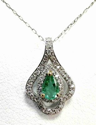 TRÈS Joli Collier DE Style Art DÉCO EN Platine OrnÉ D'Une ÉM…
