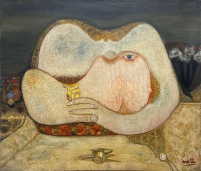 une image représentant un tableau où l'on voit une femme tenant un verre de vin