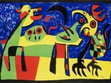 a painting of a group of birds sitting on top of a table