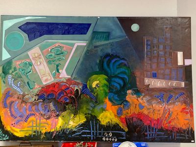 BULYSS Marc (XXe). Cop bleu. Huile sur toile. - Photo 1