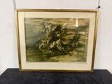 an image of a picture of a painting of a man on a horse