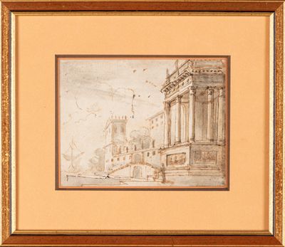 an image of a drawing of a building with a clock tower in the background