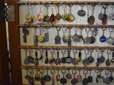many key chains hanging on the wall in the room