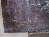 a close up of a painting with writing on it