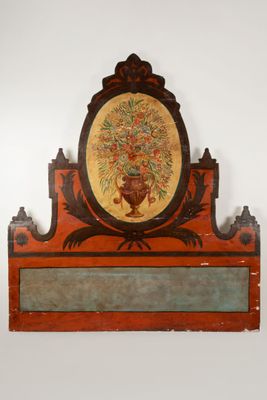 un miroir accroché au mur sur lequel est représenté un tableau