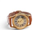 a gold watch with roman numerals on the face