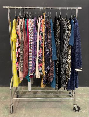 a rack of clothes that is hanging on a rack