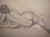 dessin représentant une femme nue allongée sur le ventre