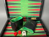 a black case with a dice and a wallet in it