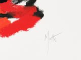 a drawing of a red lipstick on a white background