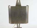 an image of a metal lamp with a wooden base on a white background