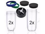 two cups with lids and lids are sitting next to each other