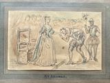 drawing of a man and a woman standing in front of a mirror