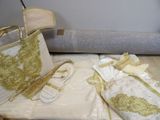 a bag and a pair of sandals sitting on a table