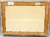 an old picture of a wooden frame with a label on it