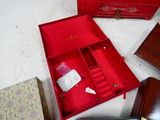 a red box that is open and sitting on the floor