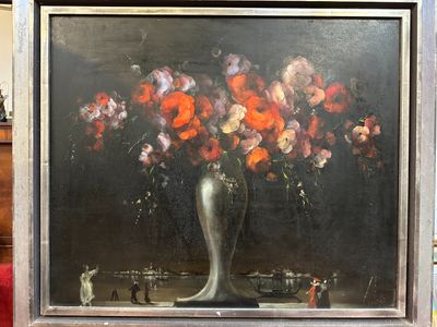 ESSERD (XXᵉ siècle) Bouquet. Peinture à l’huile sur panneau …