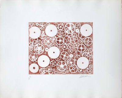 une photo d'un dessin représentant des engrenages sur une feuille de papier