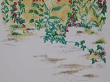 a picture of a painting of flowers on the wall