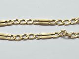 a gold chain bracelet with a clasp on a white background