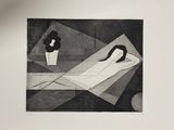 drawing of a woman laying on a bed with a plant in the background