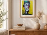a picture of a painting on the wall of a living room