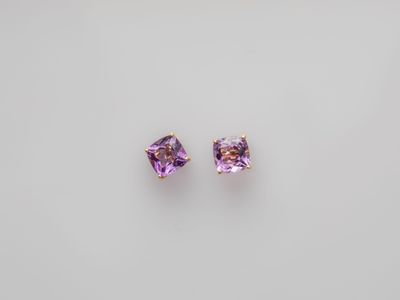 a pair of amethorate earrings on a white background
