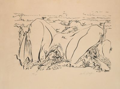 André MASSON (1896-1987) "Colline érotique"