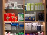 a display case with a lot of products in it