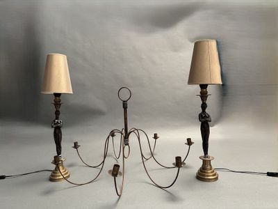 three lamps that are sitting on a table