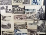 plusieurs vieilles photographies en noir et blanc de personnes et de bâtiments