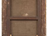 a close up of a window with a wooden frame on it