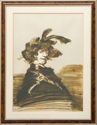 une image représentant un tableau d'un homme avec des plumes sur la tête