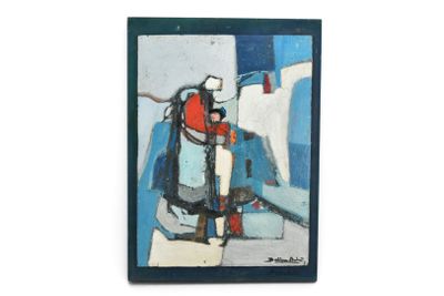tableau représentant un homme assis sur une chaise, avec une vache en arrière-plan