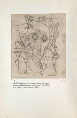 an old drawing of a man with glasses and a tie