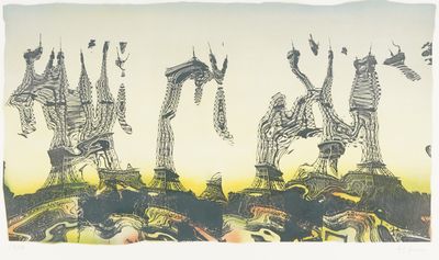 un dessin représentant un groupe de personnes sur une colline