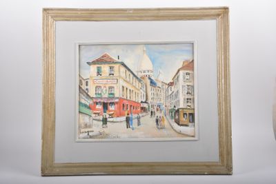 a picture of a painting of a city street