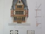 an image of a drawing of a building with a tower and a balcony