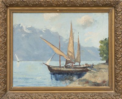 an image of a painting of a sailboat on the water